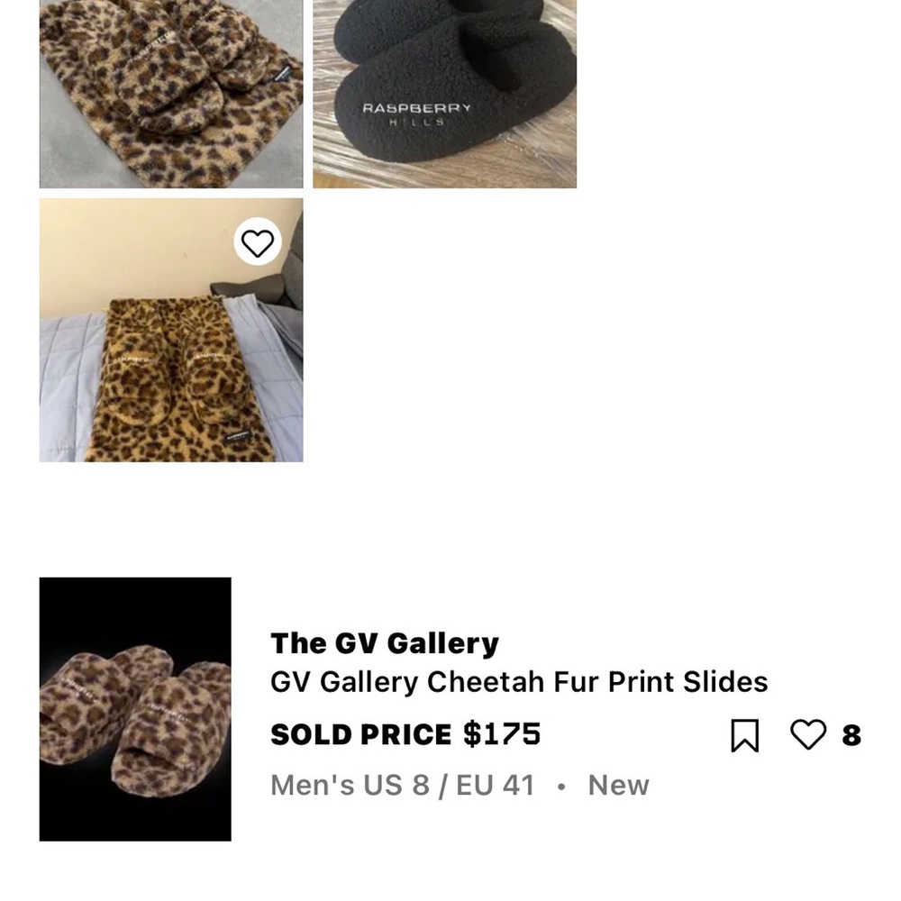 Gold+Vintage Raspberry Hills Cheetah Fur Slides - Picture 6 of 6